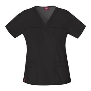 Dickies Scrub Shirt V-Neck Short Sleeves 5X Large Black Ea