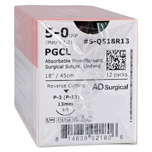 Unify Suture 5-0 18" Poliglecaprone 25 Monofilament P-3 Undyed 12/Bx