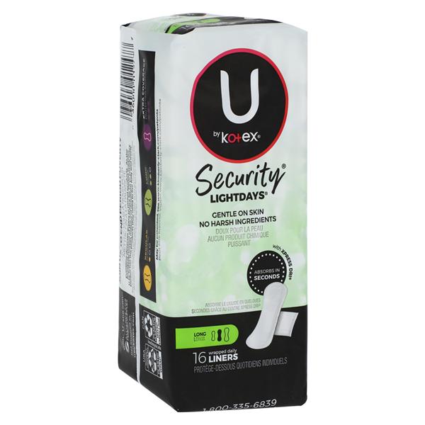 U by Kotex Panty Liner Long Light White Disposable Fragrance Free LF 12/Ca