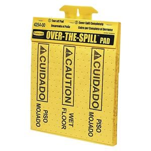 Rubbermaid Over-The-Spill Pad Yellow/Black Polypropylene 20/Pk