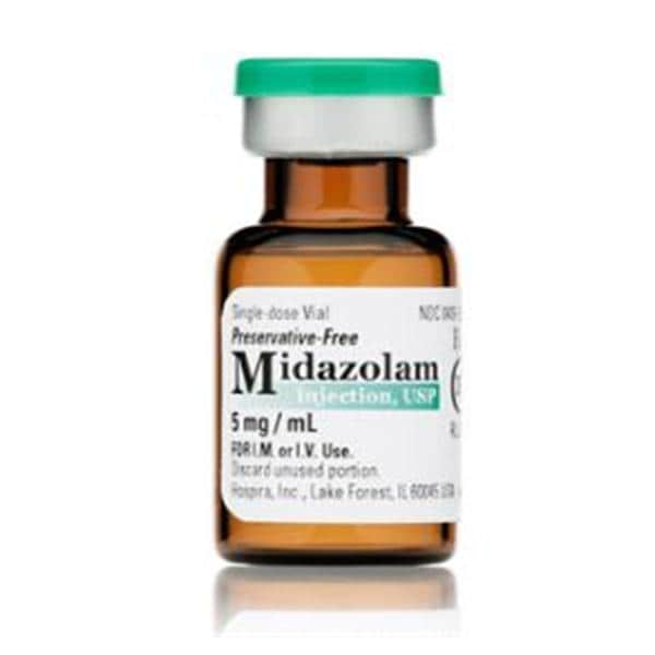 Midazolam Injection 5mg/mL Preservative Free SDV 1mL 10/Package