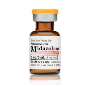 Midazolam Injection 1mg/mL Preservative Free SDV 5mL 10/Package