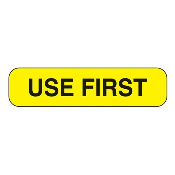 Label "Use First" Yellow 1-5/8x3/8" 1000/Bx