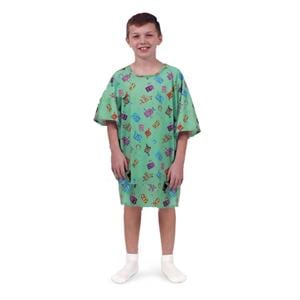 Mobies Patient Gown Pediatric Large Green Ea