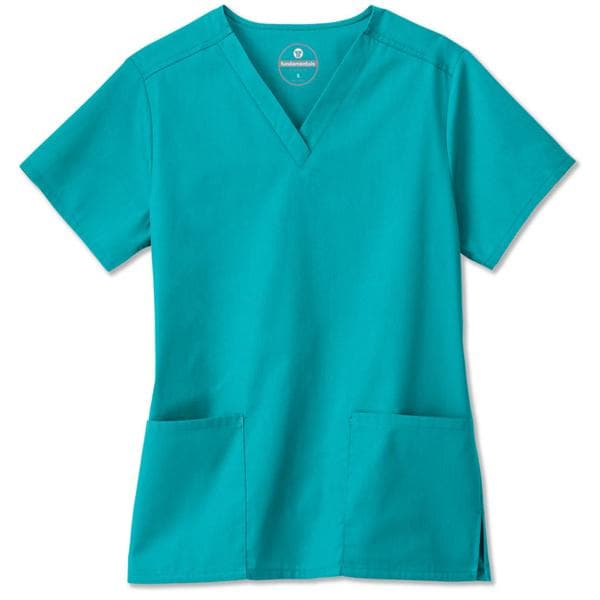 Fundamentals Scrub Top V-Neck 2 Pockets Set-In Short Sleeves Small Tl Womens Ea