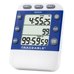 Traceable Three Line Timer 99 Hours, 59 Minutes, 59 Seconds Audible Alarm Ea