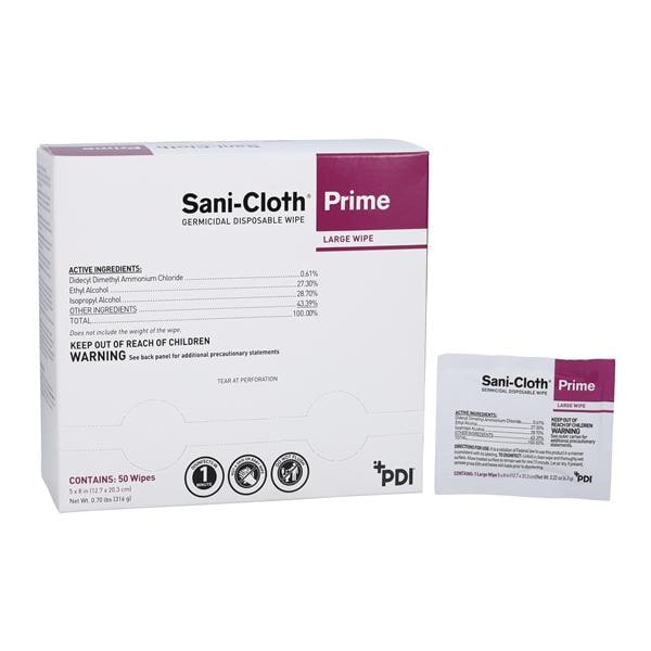 Sani-Cloth Prime Germicidal Wipes Large Box 50/Pk, 10 PK/CA