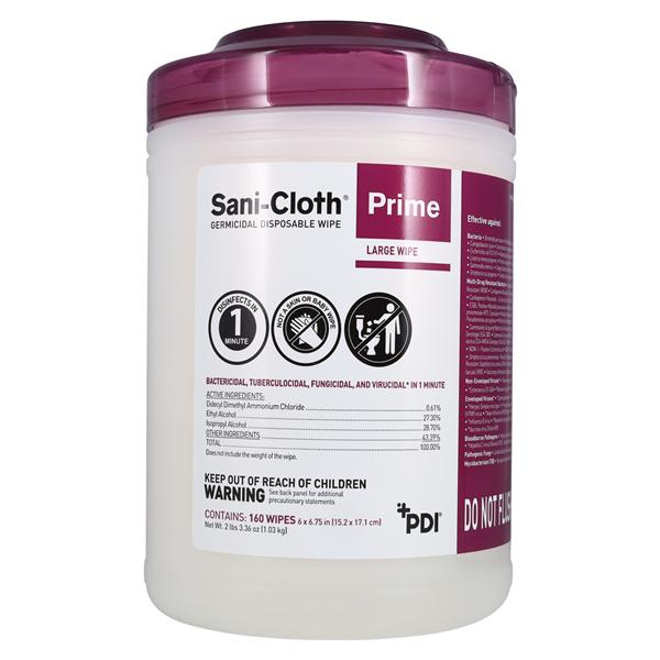 Sani-Cloth Prime Germicidal Disinfectant Large Canister 160/Cn