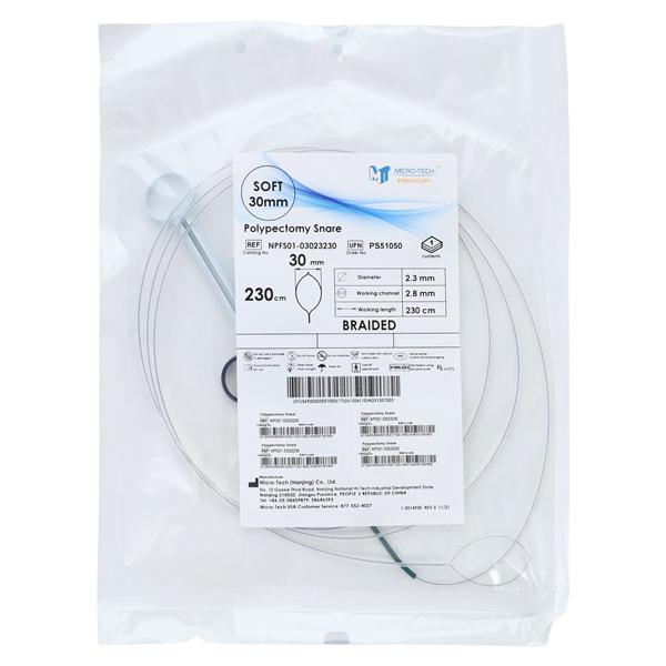 Polypectomy Snare 230cm Oval Loop Wire Extra Large 30mm Hot Braided 10/Bx