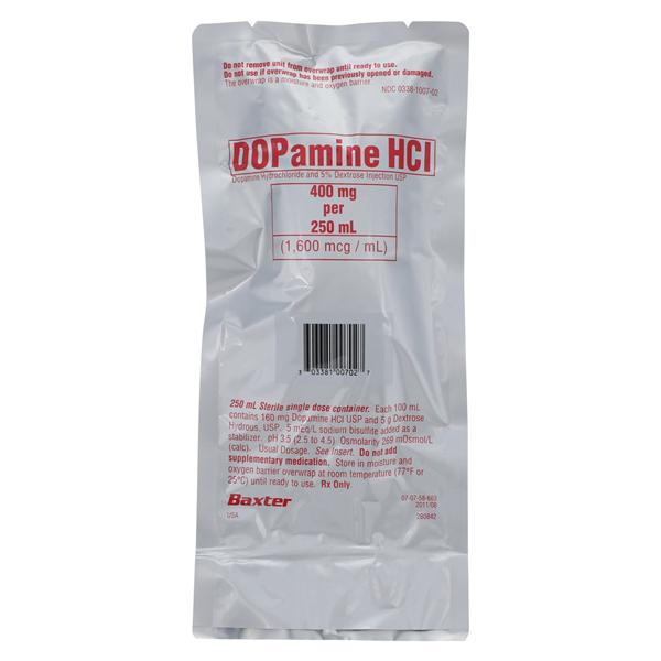 Dopamine HCl in 5% Dextrose Injection 400mg/Bag 1600mcg/mL Bag 250mL 18/Package