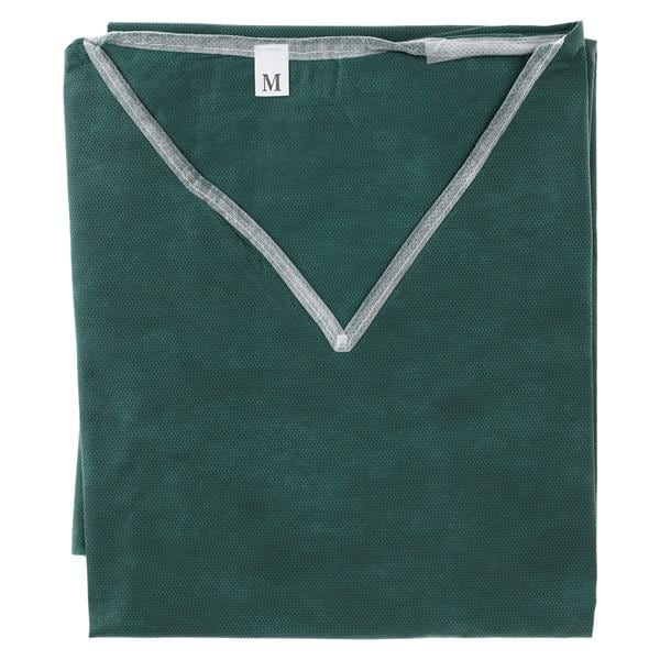 Patient Scrub Shirt Linen Like Non Woven Material Medium Dark Green 30/Ca