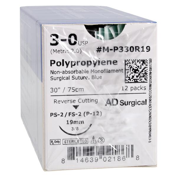 Suture 3-0 30" Polypropylene Monofilament C-13 Blue 12/Bx