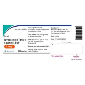 Rivastigmine Tartrate Capsules 1.5mg Bottle 60/Bottle Each