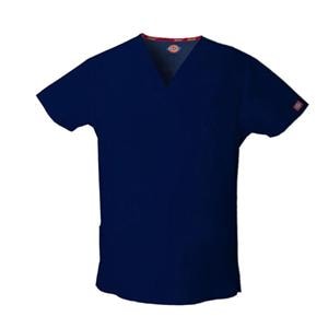 Dickies Scrub Top V-Neck 4 Pockets Short Sleeves 3X Large Navy Mens Ea