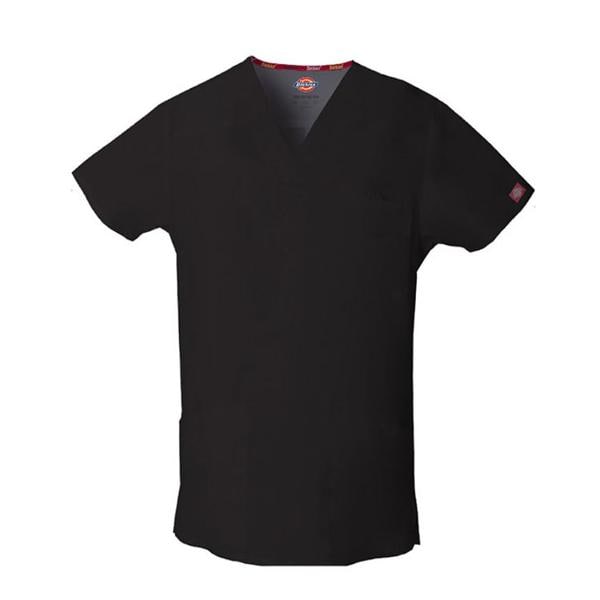 Dickies Scrub Top V-Neck 4 Pockets Short Sleeves Medium Black Mens EA