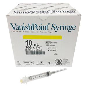 VanishPoint Syringe 10mL 20gx1-1/2" Safety 600/Ca