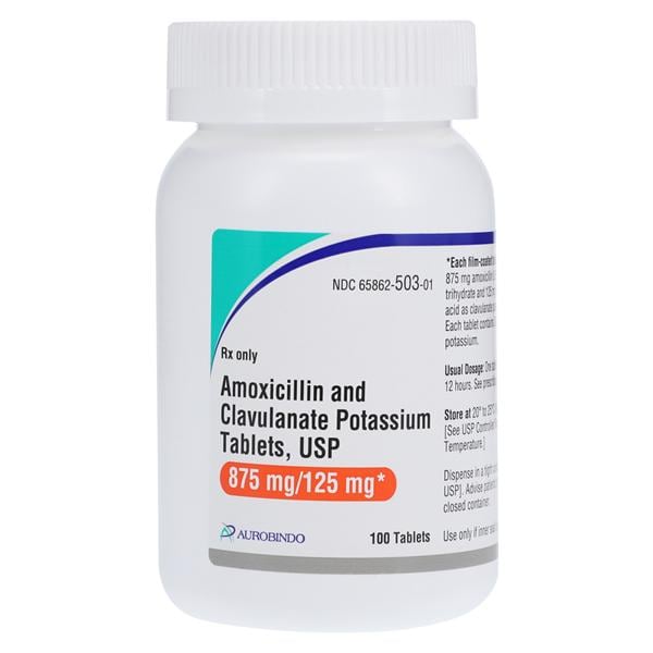 Amoxicillin/Clavulanate Potassium Tablets 875mg/125mg Bottle 100/Bottle Each