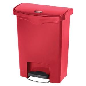 Rubbermaid Slim Jim Rectangular Plastic Wastebasket Step-On 8 Gallons Red Ea