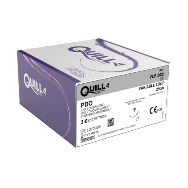 Quill Suture 3-0 20cm Polydioxanone Monofilament P-3 Violet 12/Bx