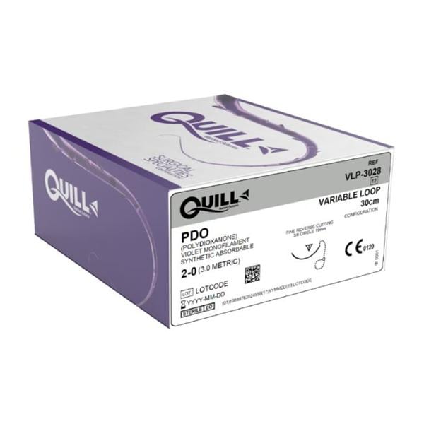 Quill Suture 2-0 30cm Polydioxanone Monofilament PS-2 Undyed 12/Bx