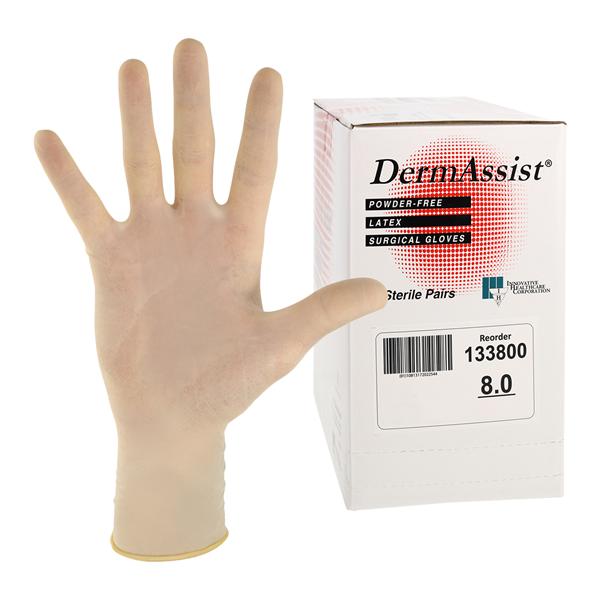 DermAssist Surgical Gloves 8 Natural, 4 BX/CA