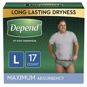 Depend Incontinence Brief Male 35-43" Maximum Gray Odor Control 34/Ca