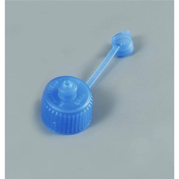 Bottle Adapter Cap Polyethylene 28mm Blue Disposable 20/Pk