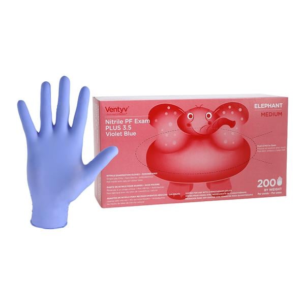 Elephant Nitrile Exam Gloves Medium Violet Blue Non-Sterile, 10 BX/CA