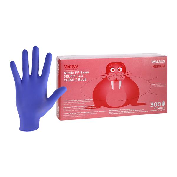 Walrus Nitrile Exam Gloves Medium Cobalt Blue Non-Sterile, 10 BX/CA