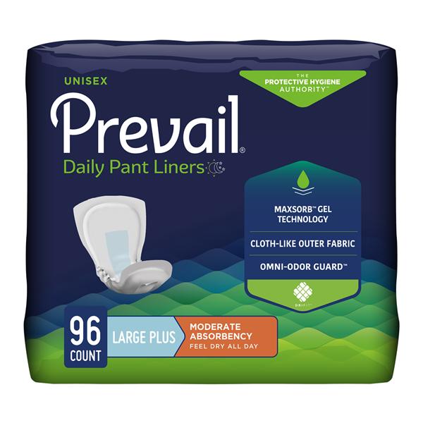 Prevail Incontinence Liner Unisex 13x28" Moderate White Odor Guard 96/Ca