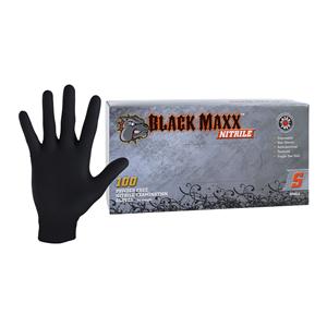 Black Maxx Nitrile Exam Gloves Small Black Non-Sterile, 10 BX/CA