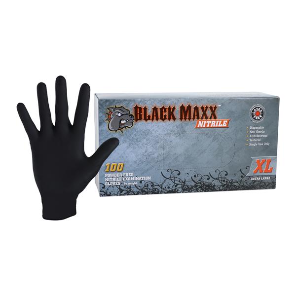 Black Maxx Nitrile Exam Gloves X-Large Black Non-Sterile, 10 BX/CA