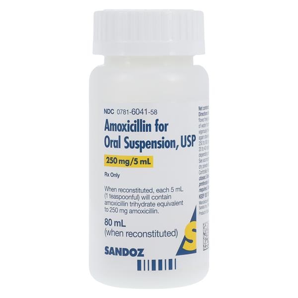 Amoxicillin Oral Suspension 250mg/5mL Fruity Bottle 80mL