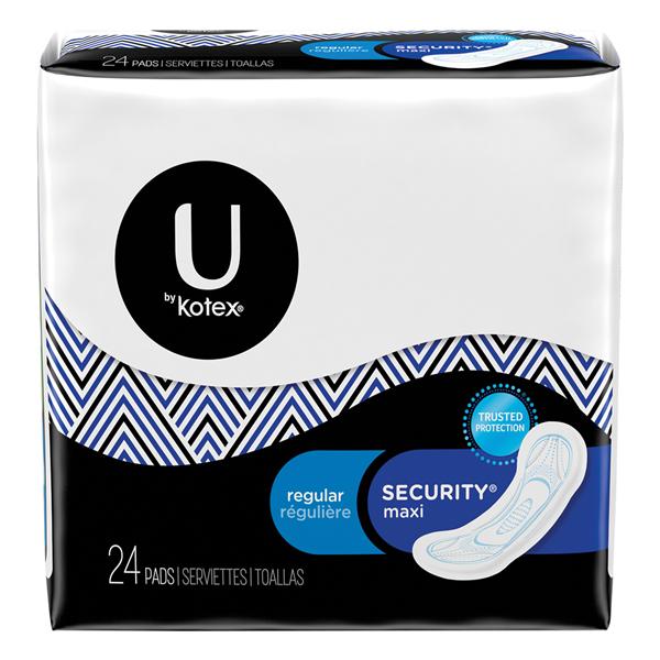 U by Kotex Menstrual Pad Regular Max White Disposable Fragrance Free LF 24/Pk