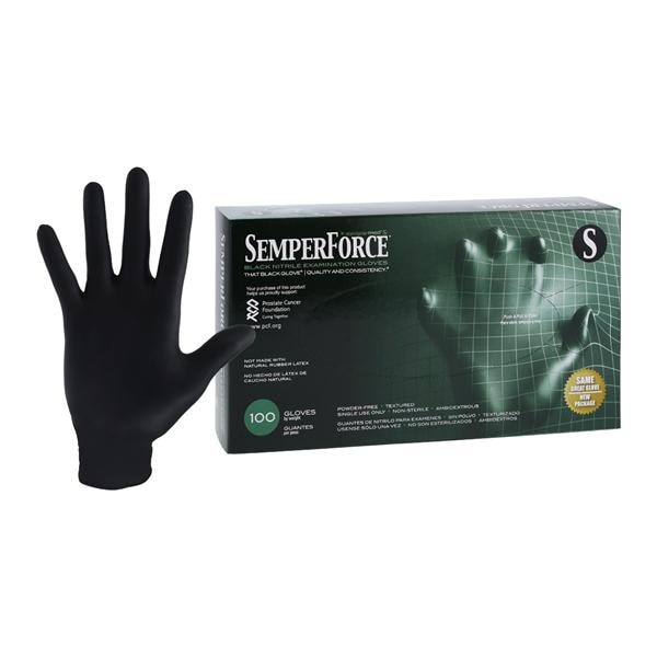 SemperForce Nitrile Exam Gloves Small Black Non-Sterile