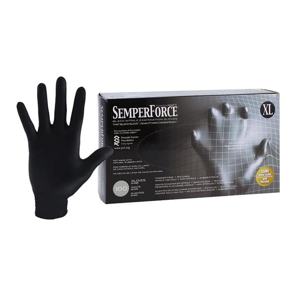 SemperForce Nitrile Exam Gloves X-Large Black Non-Sterile