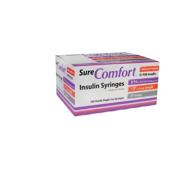 SureComfort Insulin Syringe/Needle 31gx1/4" 3/10cc _ Low Dead Space 500/Ca