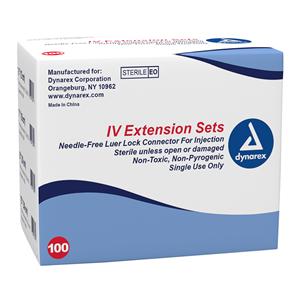 IV Extension Set Needle-Free 8" Luer Lock Connector 100/Bx