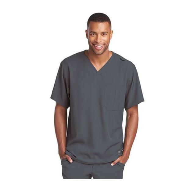 Skechers Scrub Top V-Neck 1 Pocket X-Small Pewter Mens Ea