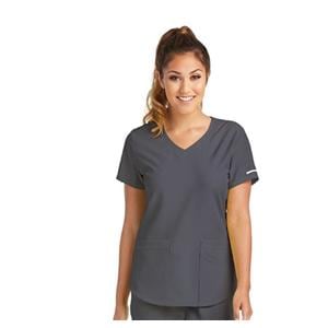 Skechers Scrub Scrub Top V-Neck 3 Pockets Small Pewter Womens Ea