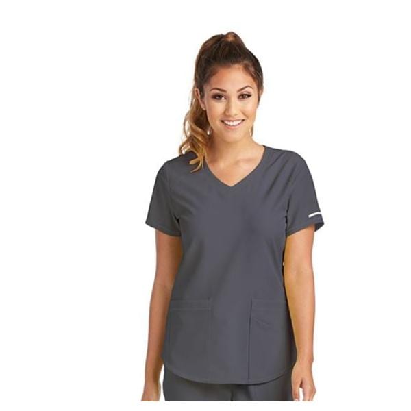 Skechers Scrub Scrub Top V-Neck 3 Pockets Large Pewter Womens Ea