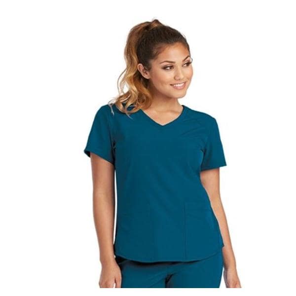 Skechers Scrub Scrub Top V-Neck 3 Pockets Small Bahama Womens Ea