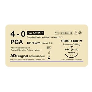 Premium Suture 4-0 18" PGA Braid P-12 Violet 12/Bx