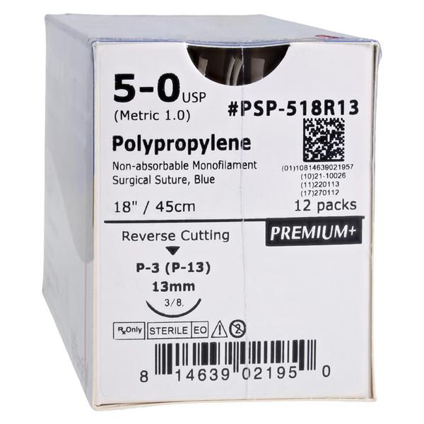 Premium Suture 5-0 18" Polypropylene Monofilament P-13 Blue 12/Bx