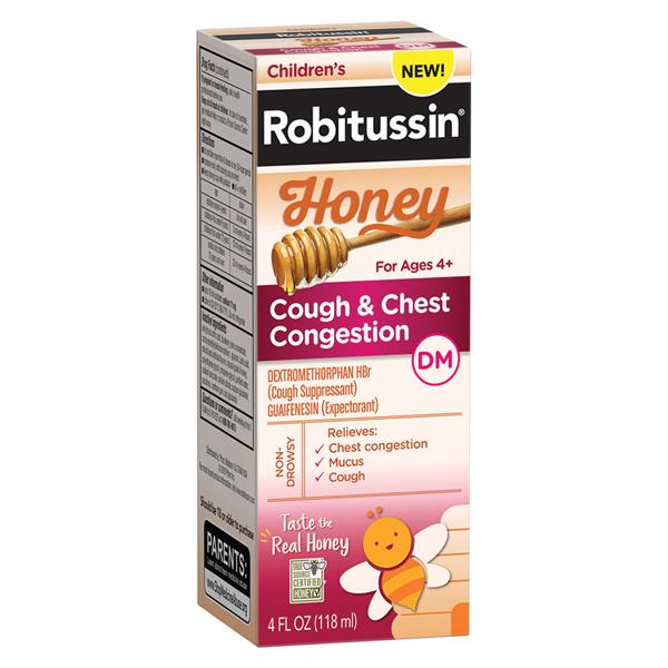 Robitussin Honey DM Children Cough/Congestion Liquid 10/100mg 4oz/Bt, 24 BT/CA