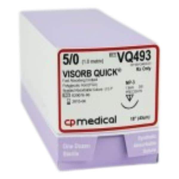 Visorb Suture 5-0 18" Polyglycolic Acid Braid P-3 Undyed 12/Bx