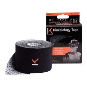 KT Tape Kinesiology Tape Cotton/Elastic 2"x16' Black 4/pk