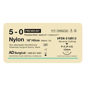 Unify Suture 5-0 18" Nylon Monofilament P-3 Black 12/Bx