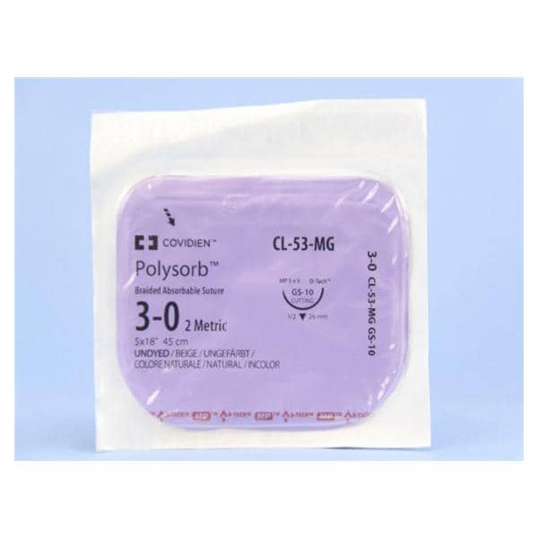 Polysorb Suture 3-0 18" Polyester Braid GS-10 Undyed 12/Ca