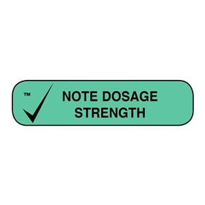 Pharmacy Label Note Dosage Strength Teal 1-9/16x3/8" 1000/Bx